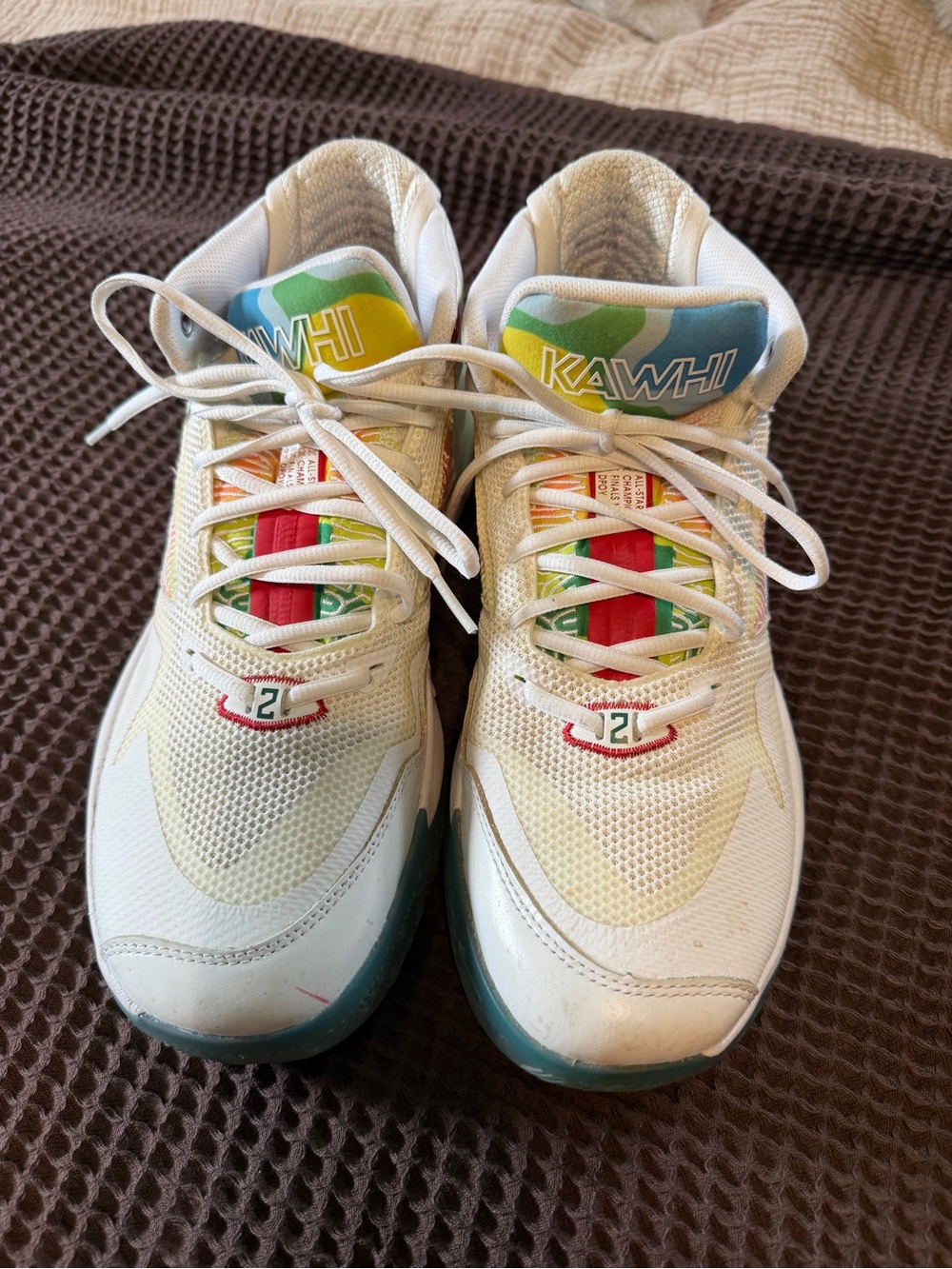 White Multicolor Patterned Athletic Sneakers - Picture 3 of 7